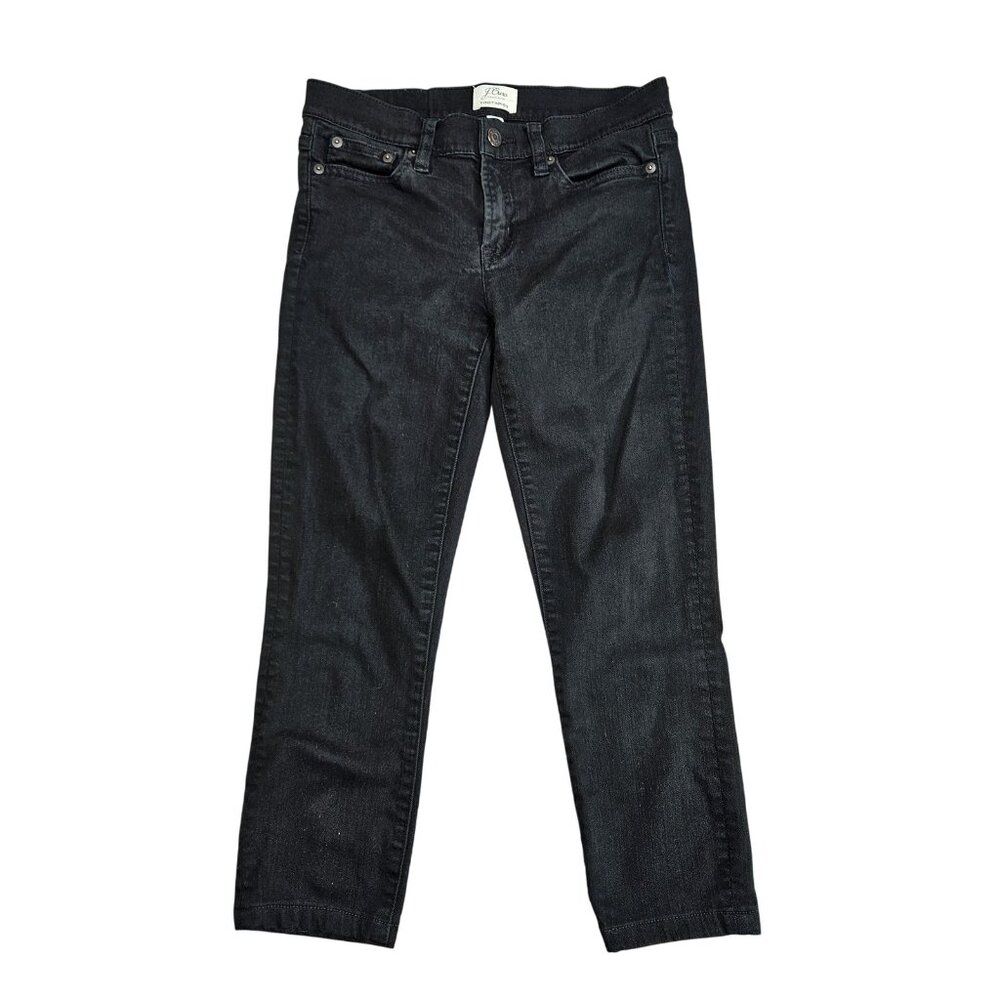 J Crew Toothpick Jeans Womens 26 Black Skinny Stretch Denim Pants Cropped